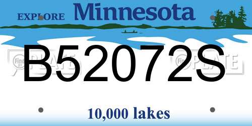 B52072S Minnesota License Plate