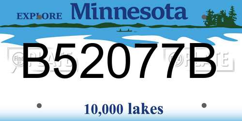 B52077B Minnesota License Plate