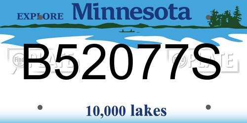 B52077S Minnesota License Plate