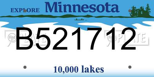 B521712 Minnesota License Plate