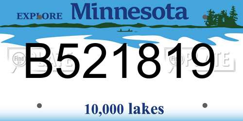 B521819 Minnesota License Plate