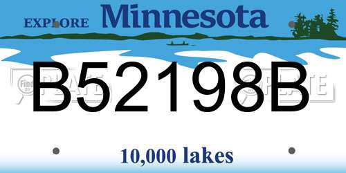 B52198B Minnesota License Plate