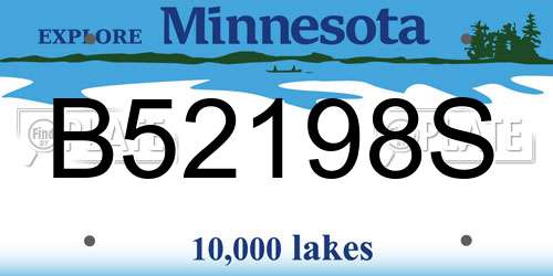 B52198S Minnesota License Plate