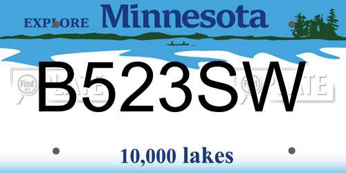 B523SW Minnesota License Plate