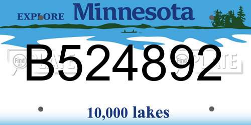 B524892 Minnesota License Plate