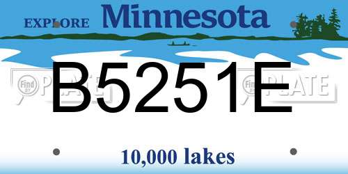B5251E Minnesota License Plate