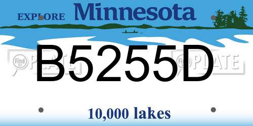 B5255D Minnesota License Plate