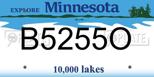 B5255O Minnesota License Plate