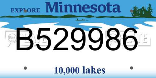 B529986 Minnesota License Plate
