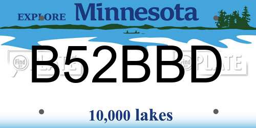 B52BBD Minnesota License Plate