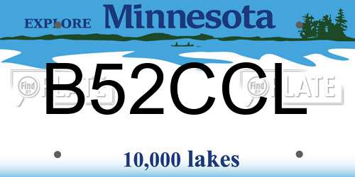 B52CCL Minnesota License Plate