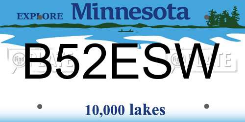 B52ESW Minnesota License Plate