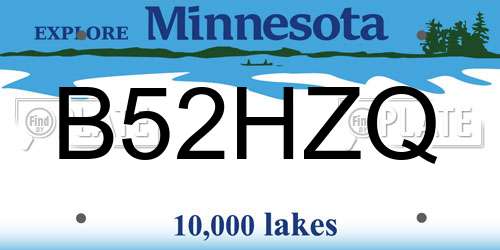 B52HZQ Minnesota License Plate