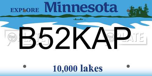 B52KAP Minnesota License Plate