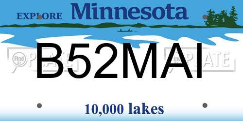 B52MAI Minnesota License Plate
