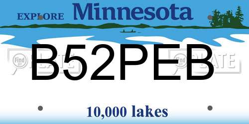 B52PEB Minnesota License Plate
