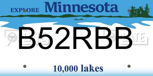 B52RBB Minnesota License Plate