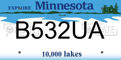 B532UA Minnesota License Plate