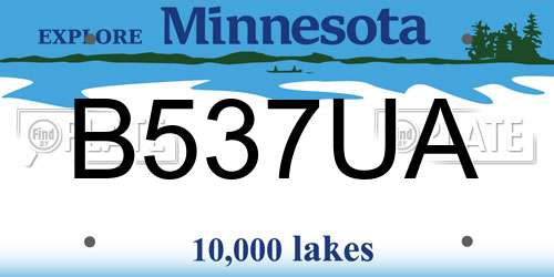 B537UA Minnesota License Plate