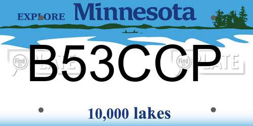 B53CCP Minnesota License Plate