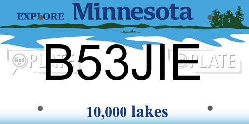 B53JIE Minnesota License Plate