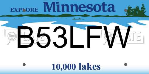 B53LFW Minnesota License Plate