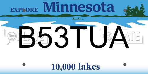 B53TUA Minnesota License Plate