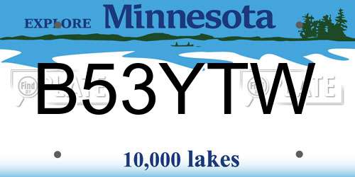 B53YTW Minnesota License Plate