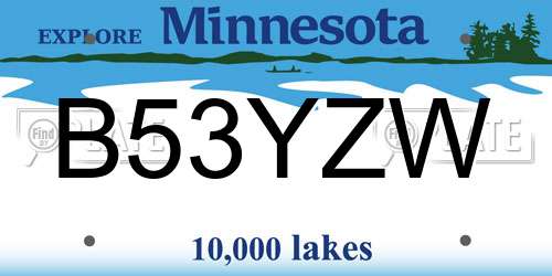 B53YZW Minnesota License Plate