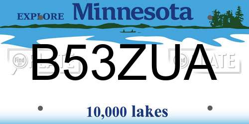 B53ZUA Minnesota License Plate
