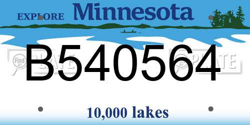 B540564 Minnesota License Plate