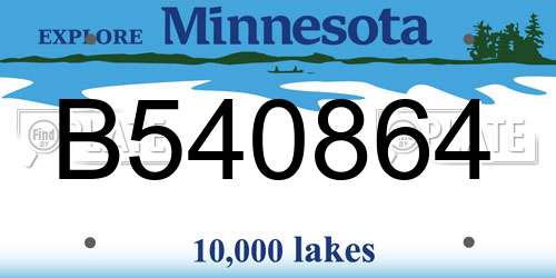 B540864 Minnesota License Plate