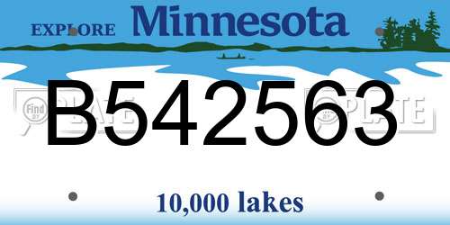 B542563 Minnesota License Plate
