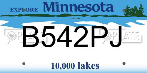 B542PJ Minnesota License Plate