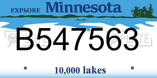 B547563 Minnesota License Plate