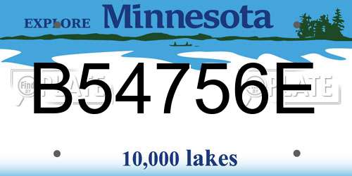B54756E Minnesota License Plate