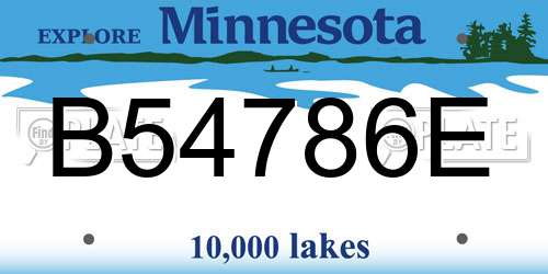 B54786E Minnesota License Plate