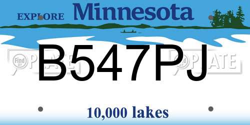 B547PJ Minnesota License Plate