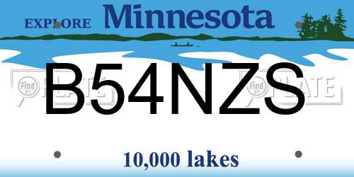 B54NZS Minnesota License Plate