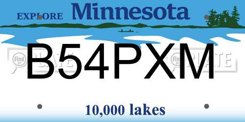 B54PXM Minnesota License Plate