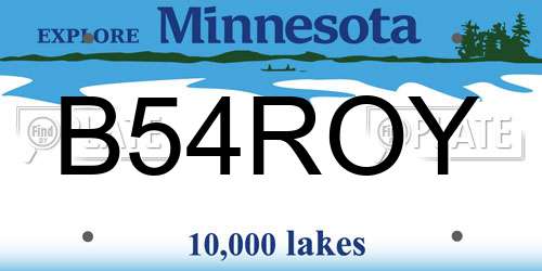 B54ROY Minnesota License Plate