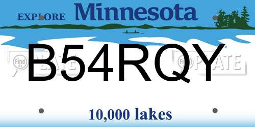 B54RQY Minnesota License Plate