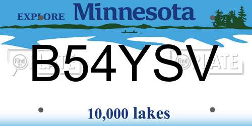 B54YSV Minnesota License Plate