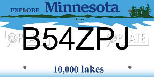 B54ZPJ Minnesota License Plate