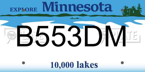 B553DM Minnesota License Plate