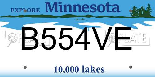 B554VE Minnesota License Plate