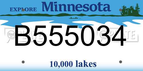 B555034 Minnesota License Plate
