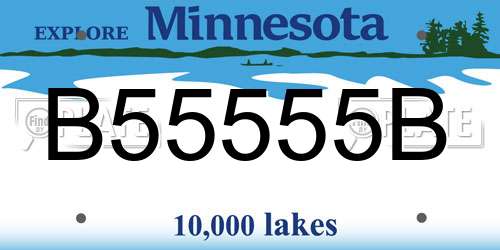 B55555B Minnesota License Plate