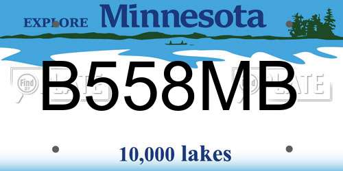 B558MB Minnesota License Plate