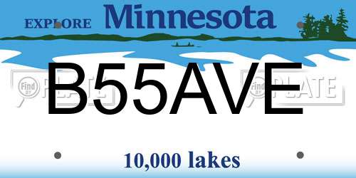 B55AVE Minnesota License Plate